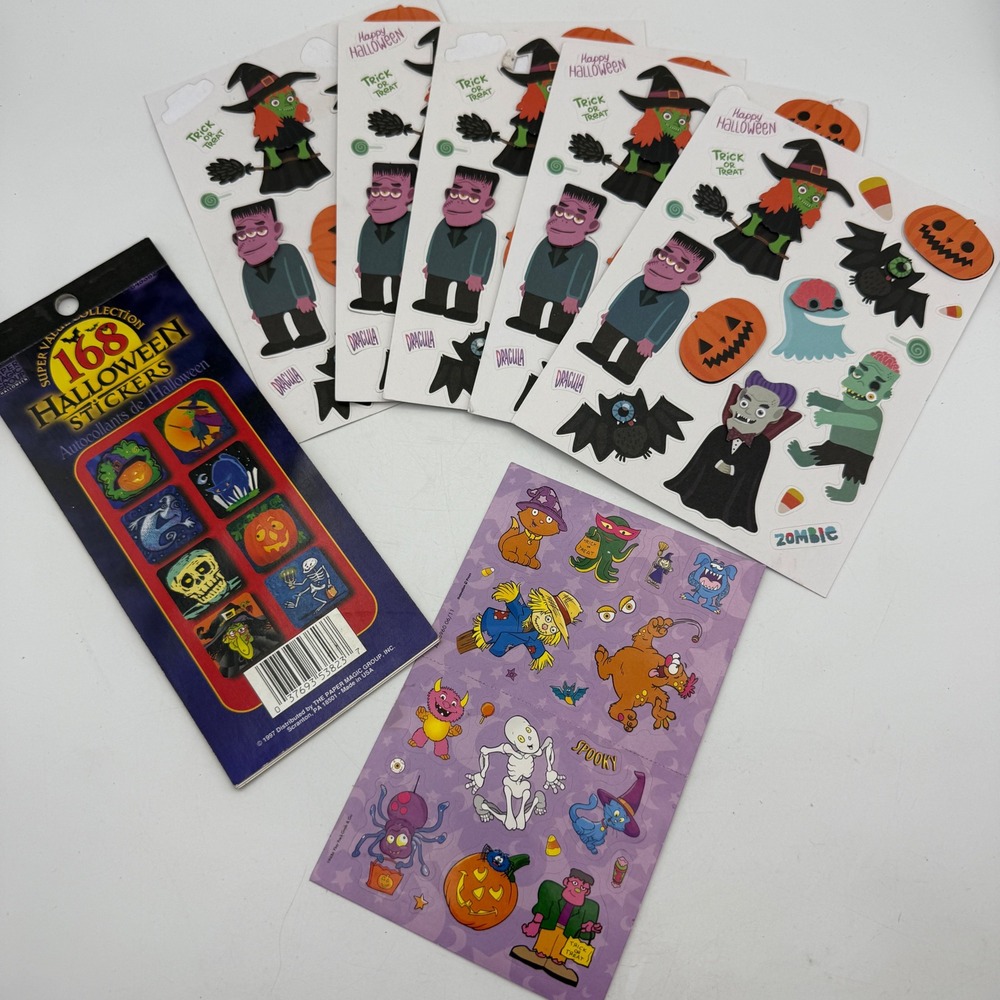 Paper Magic Group Halloween Stickers Vintage 1997 Lot Multi Monster Witch Retro